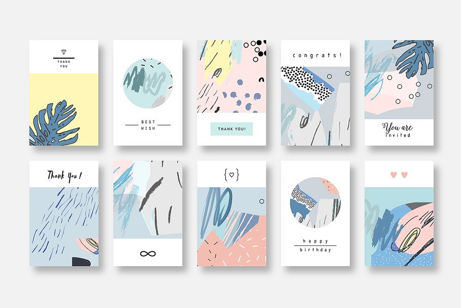 抽象印象派水彩插画素材 CUT out graphic pack.插图(13)