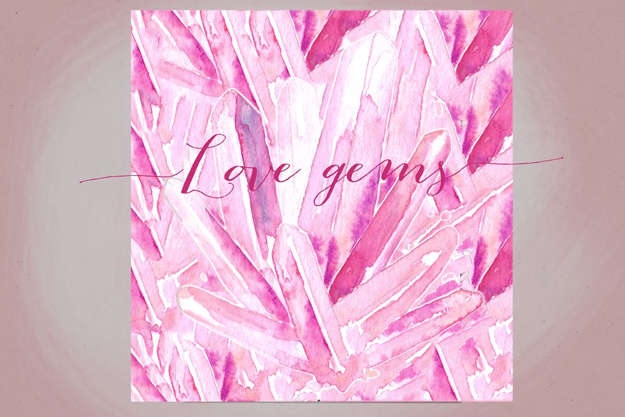 浪漫柔嫩水彩宝石剪贴画 Valentine’s clipart. Hearts gems.插图(7)