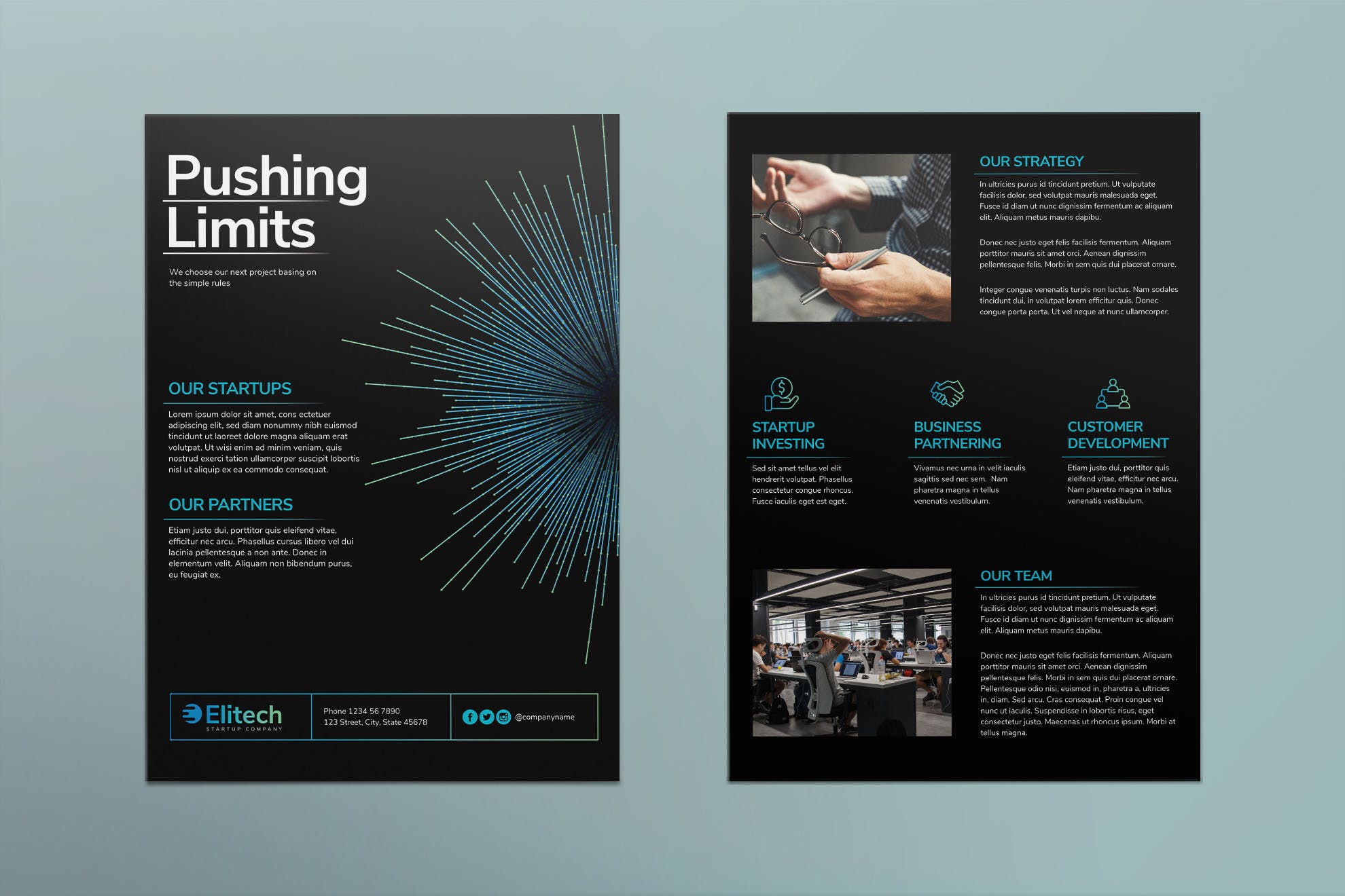信息科技公司简介海报传单设计模板 Tech Startup Flyer插图(1)