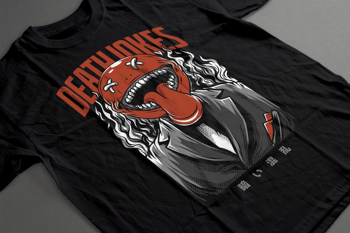 死亡笑话T恤手绘印花插画设计素材 Death Jokes T-Shirt Design插图(1)