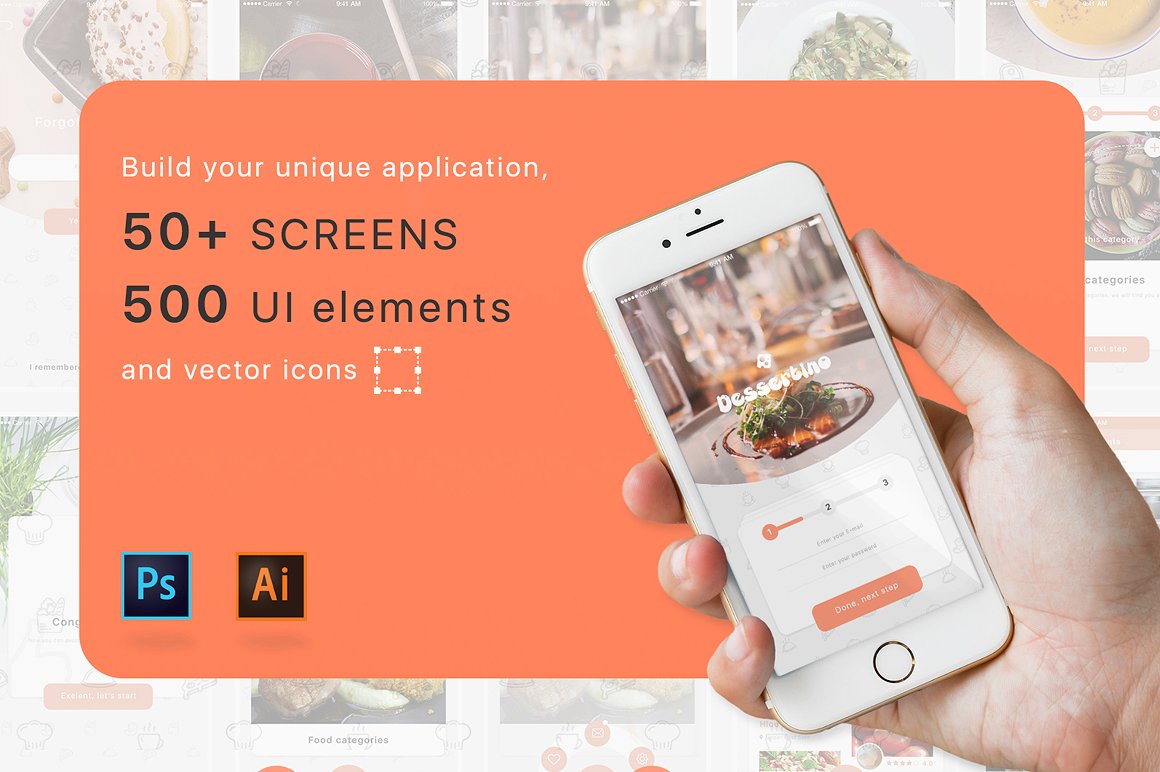 美食应用 UI 套件 Food application ui kit 50 screen插图