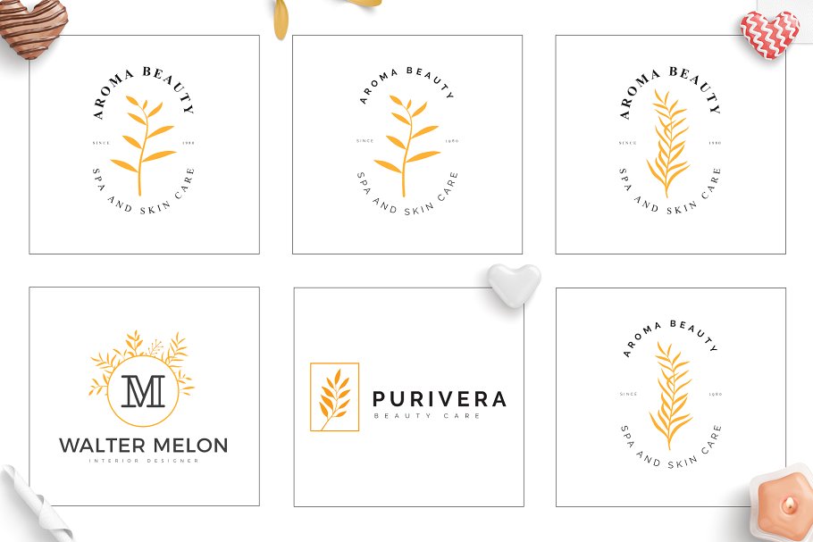 70款优雅花卉装饰标志设计模板素材 70 Elegant Floral Logo Pack插图(9)