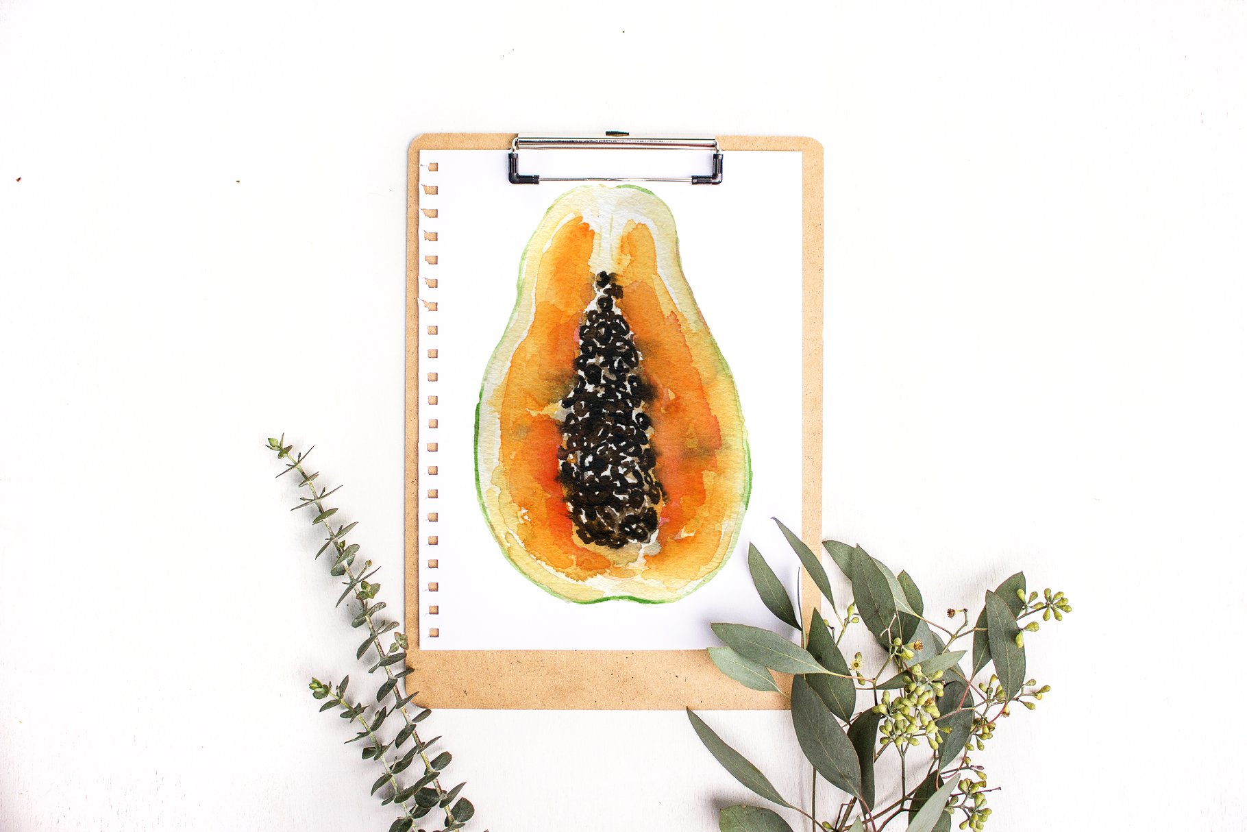 亚洲热带水果水彩剪切画 Tropical Asian fruits watercolor插图(5)