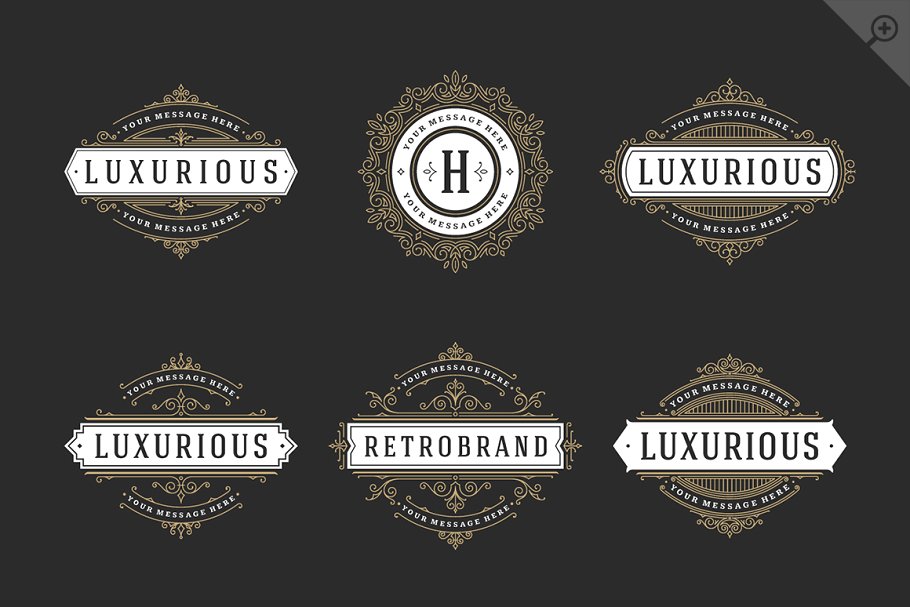 250款字母饰品组合装饰Logo模板 250 ornaments logos & monograms插图(14)