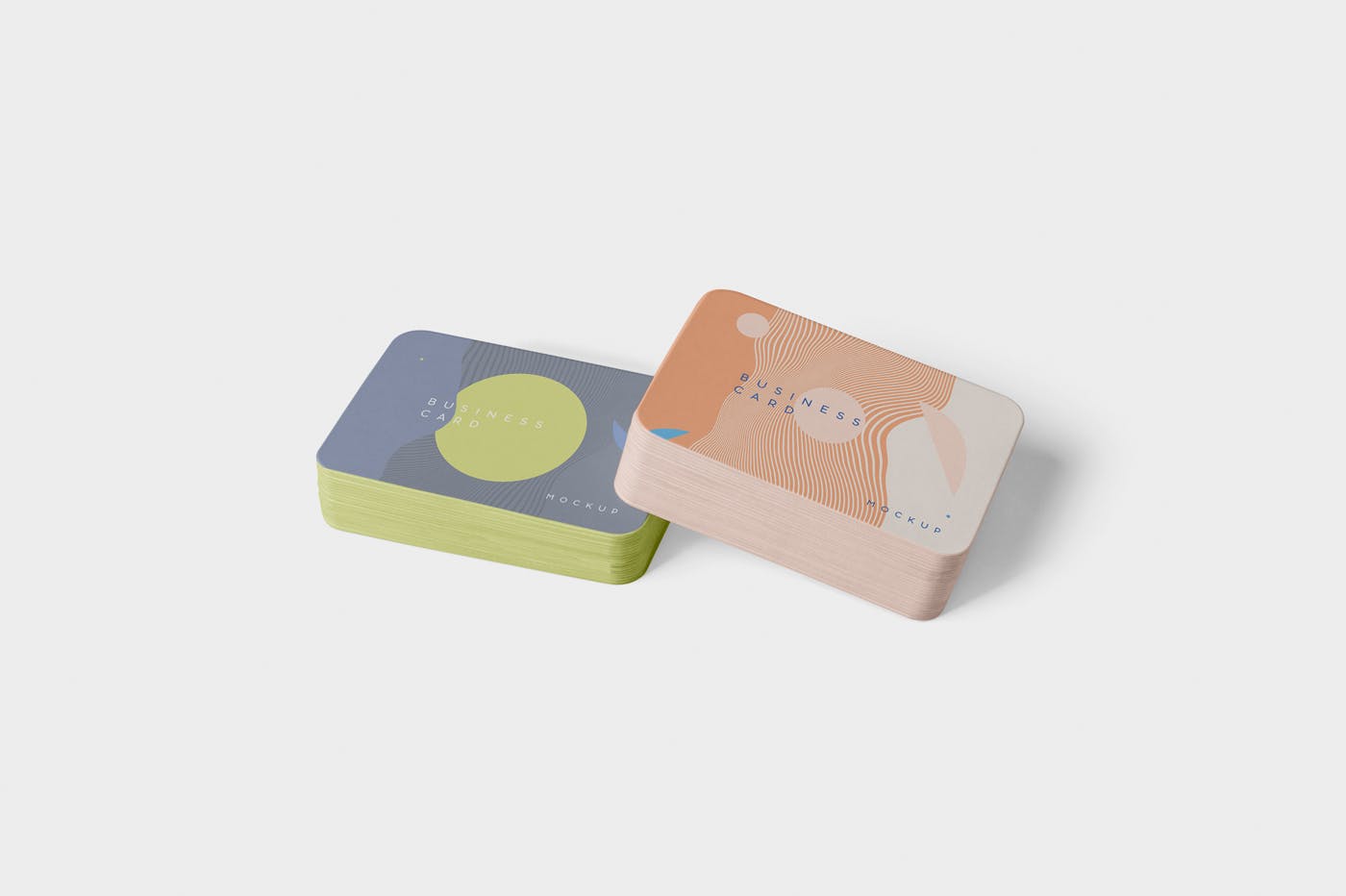 圆角企业名片设计效果图预览样机模板 Business Card Mockup Stack Round Corners插图(4)