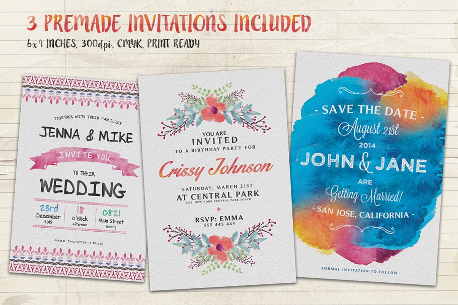 手绘水彩素材大合集[图形、笔刷、样式&元素] Watercolor & Elements Toolkit插图(4)