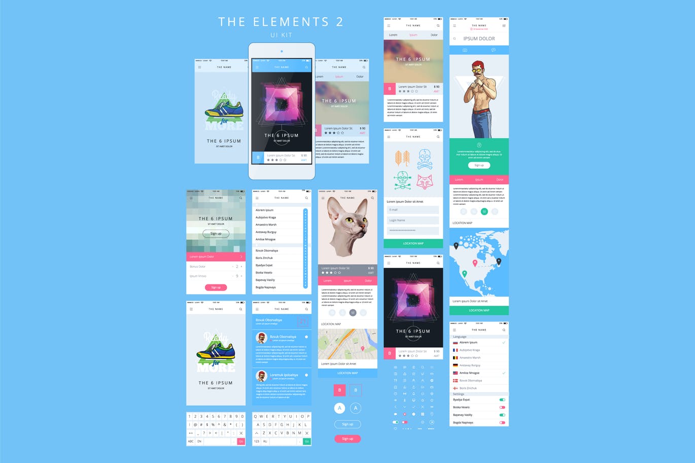 手机APP应用设计线框图套件v2 Phone GUI Template. Wireframe UI Kit.插图