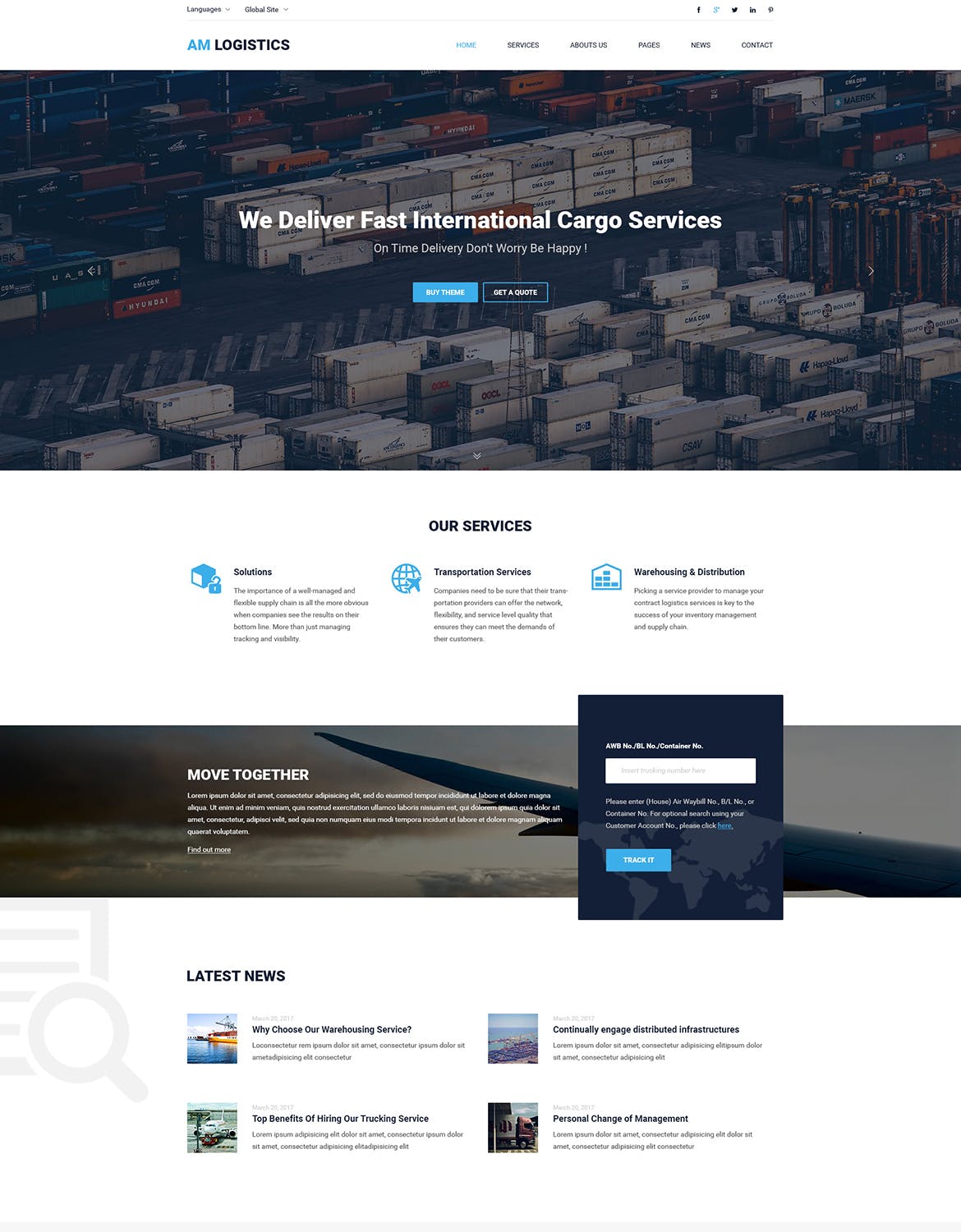 物流运输企业官网设计PSD模板 Amlogistic | Transportation & Logistics PSD Templa插图(1)