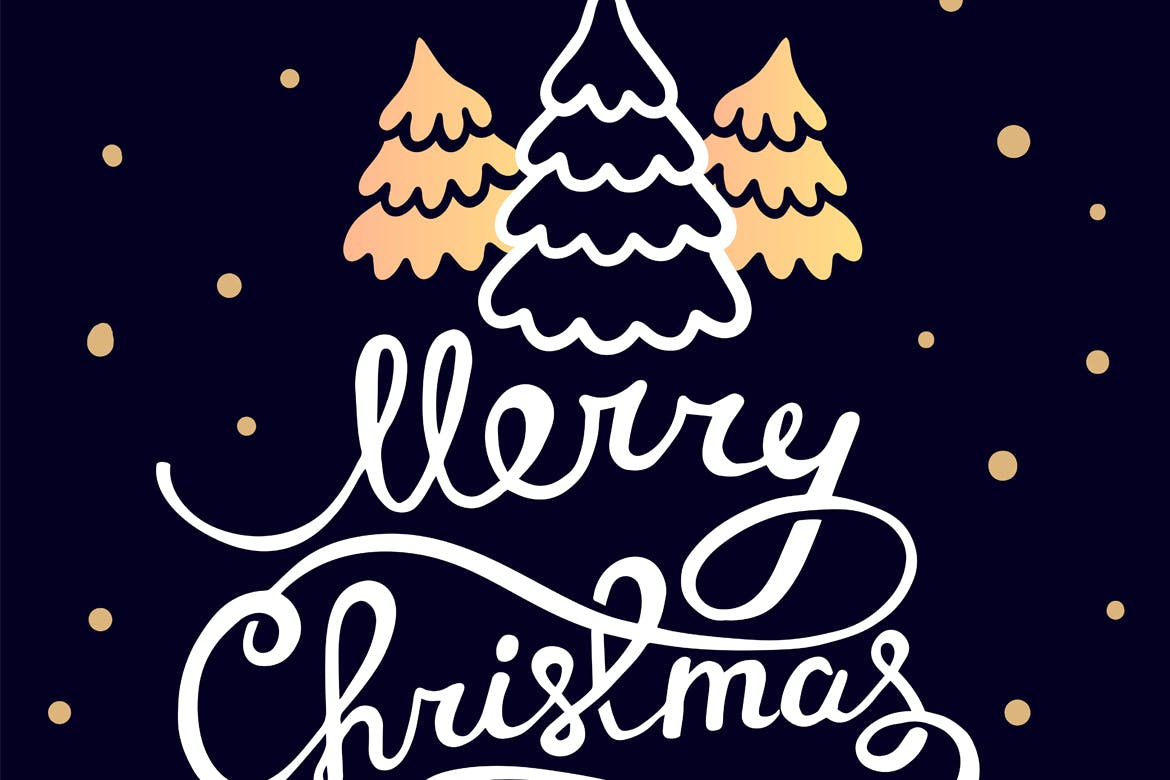 简约设计风格圣诞贺卡设计模板 Christmas cards. Golden and blue colors插图