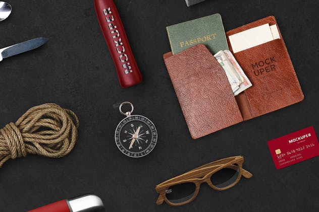 运动户外野外求生品牌场景样机模板 Travel Brutal Branding Mockup插图(2)