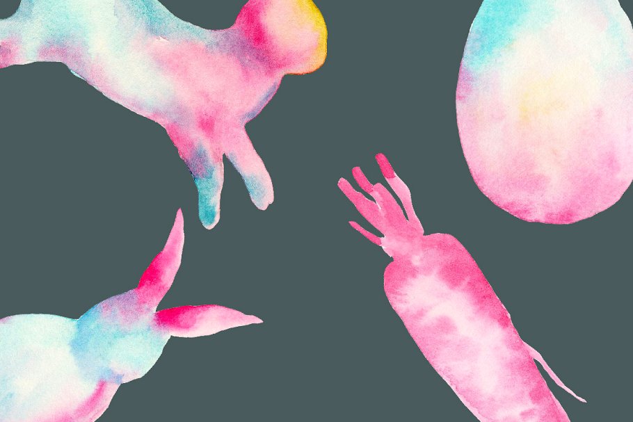 复活节水彩手绘兔子剪贴画合集 Watercolor Abstract Easter Bunny插图(7)