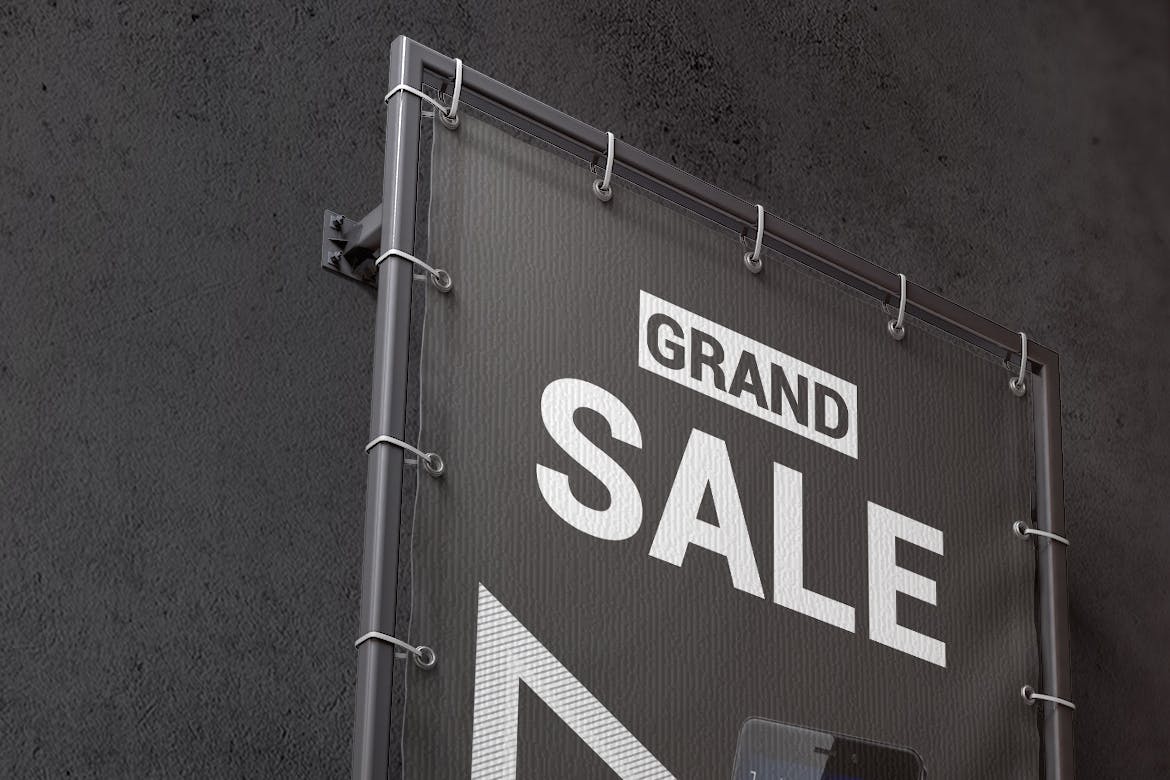 垂直户外广告横幅设计图样机模板 Vertical Outdoor Advertising Banner Mockup插图(6)