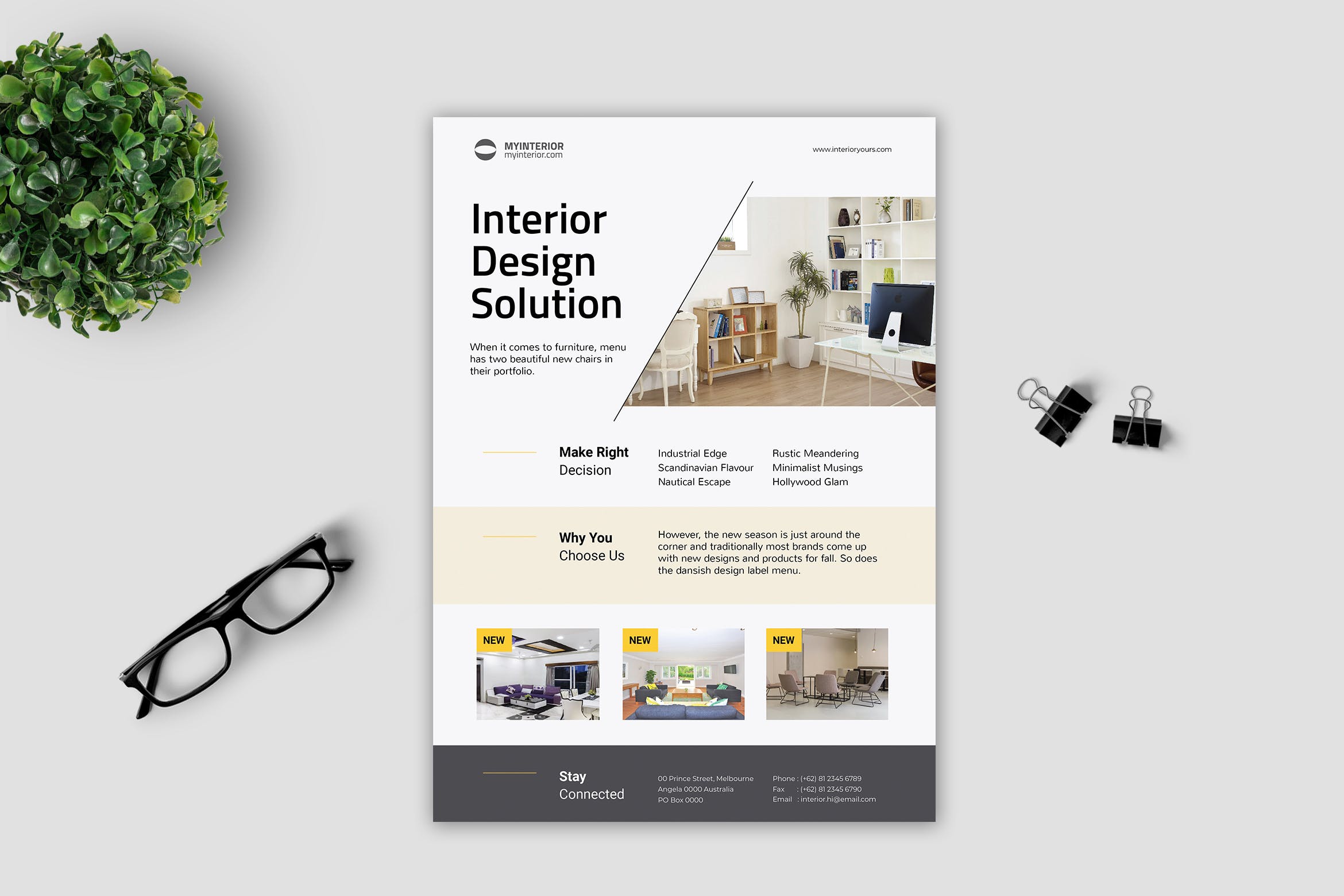 北欧简约风室内设计传单海报PSD素材素材库精选模板 Minimalist Interior Flyer插图