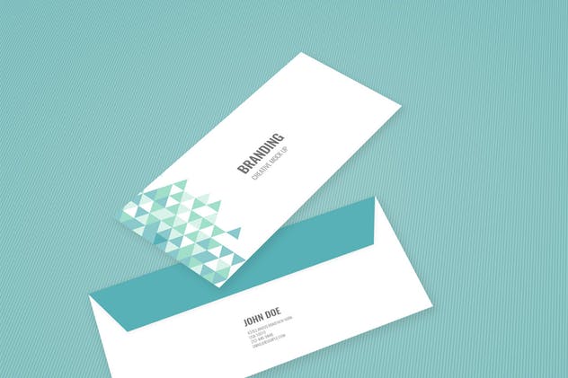 企业品牌办公用品样机模板 Branding Identity Mock Up – Teal Tirangles插图(7)