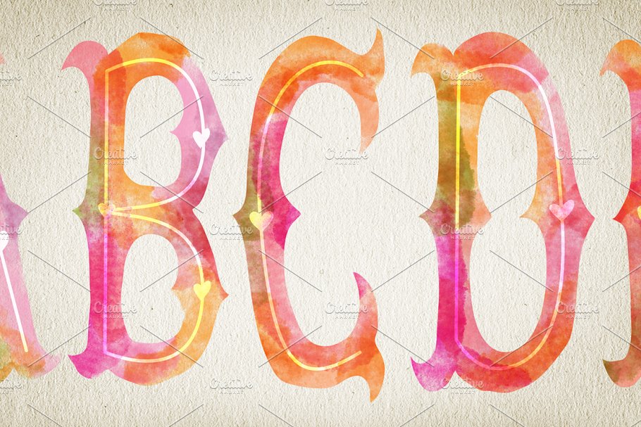 水彩手绘英文字母插画素材 Watercolor alphabet HOT插图(1)