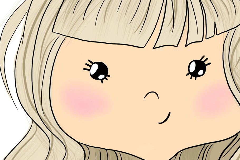 可爱金色头发女童剪贴画 Cute Girls New season Blonde Hair插图(1)