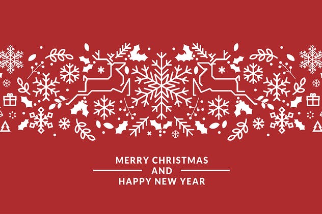 2019年新年贺卡海报剪纸装饰元素矢量图形 Merry Christmas and Happy New Year 2019插图(1)