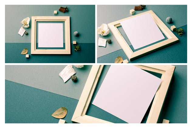 方形木框相框样机 Square Wooden Frame Mockup插图(3)