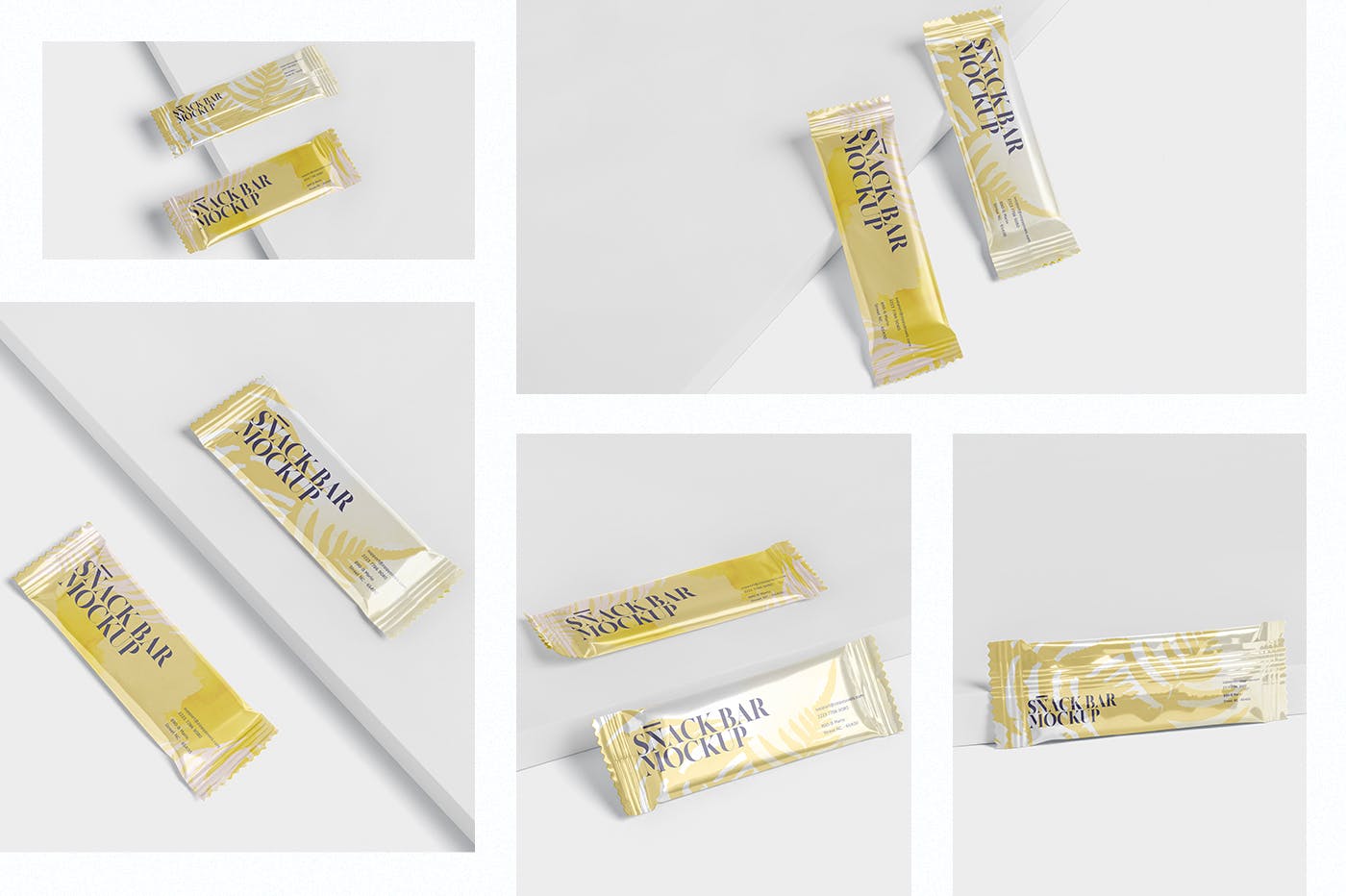 零食糖果包装袋设计效果图素材库精选 Snack Bar Mockup – Slim Rectangular插图(1)