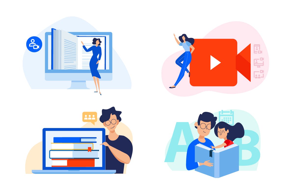 网络培训教育主题矢量概念插画 Set of education concepts插图