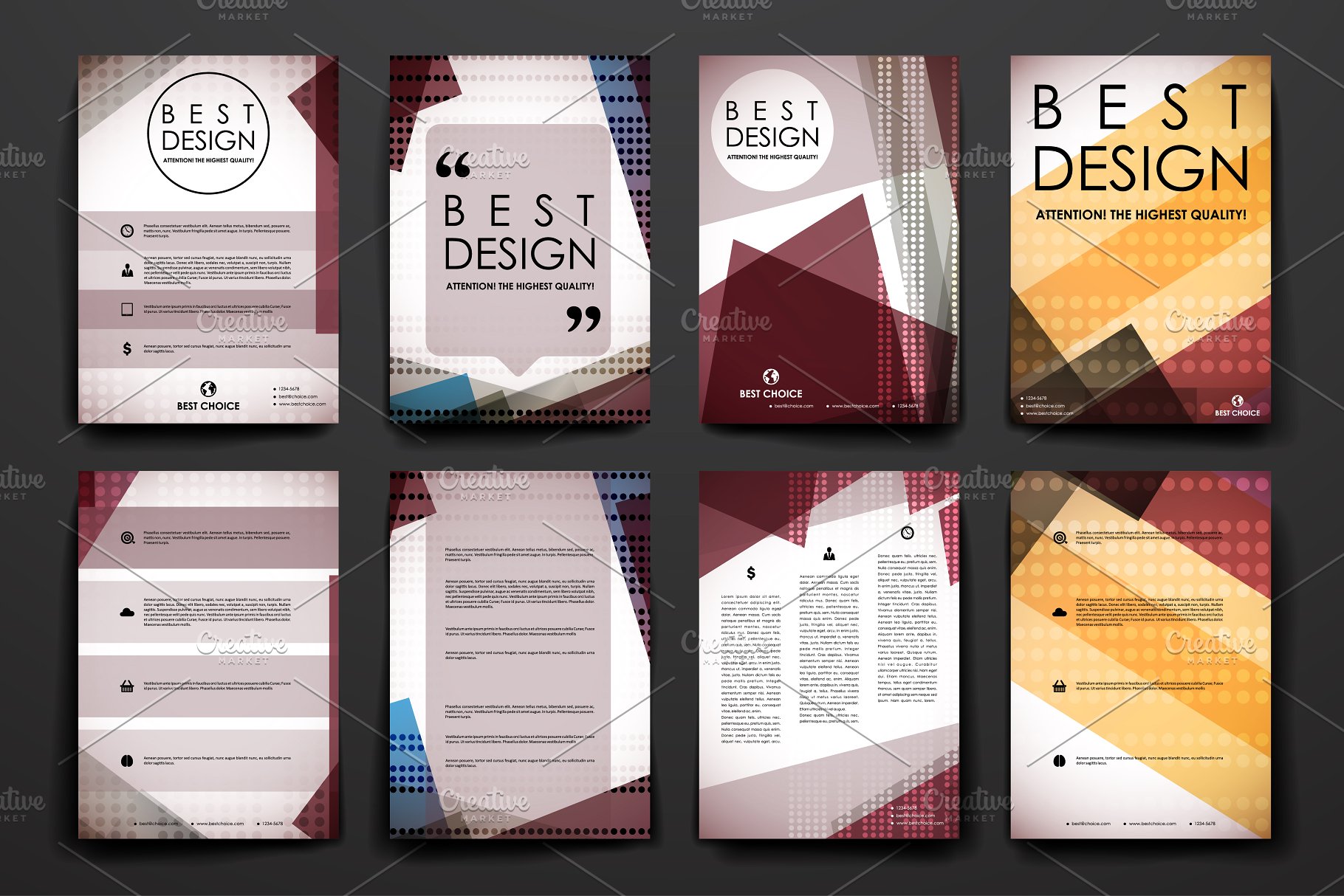 暗色调抽象图形背景画册背景 Abstract Brochures插图(1)