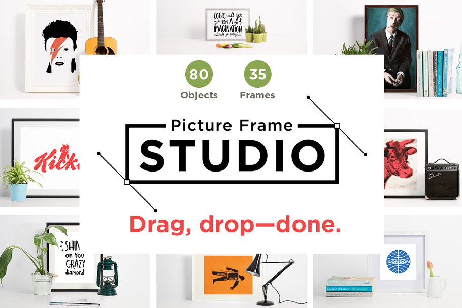 艺术作品油画照片框样机模板 Picture Frame Studio mockup creator插图