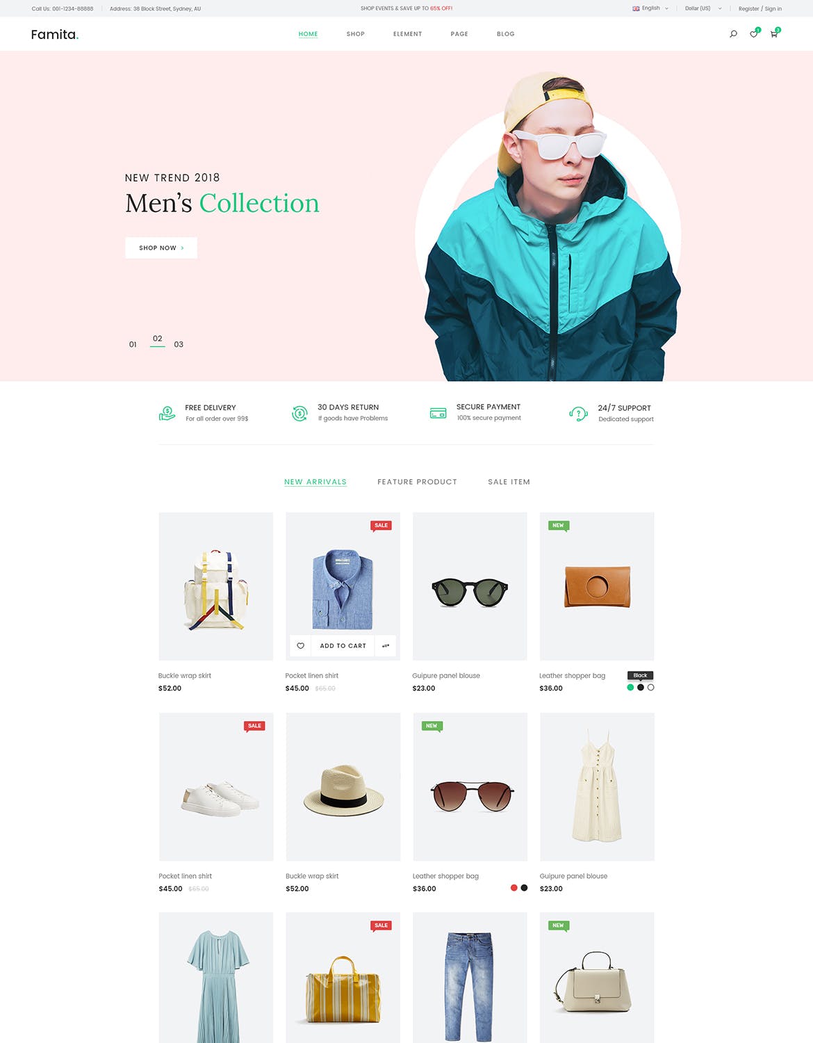 现代极简设计理念网上商城设计PSD模板 Famita | Minimalist WooCommerce Psd Template插图(2)