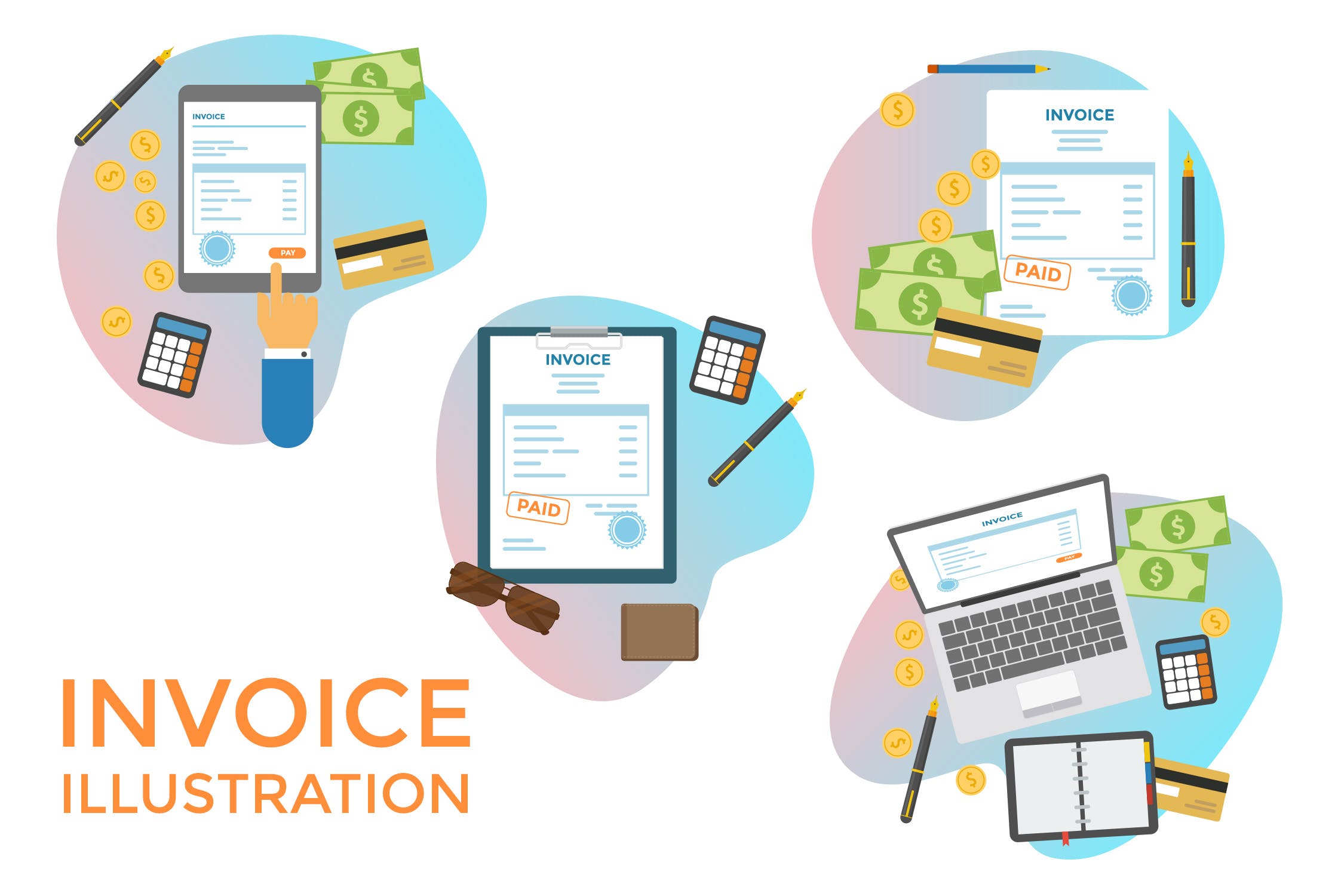 发票和税务主题矢量插画设计素材 Invoice & Tax插图