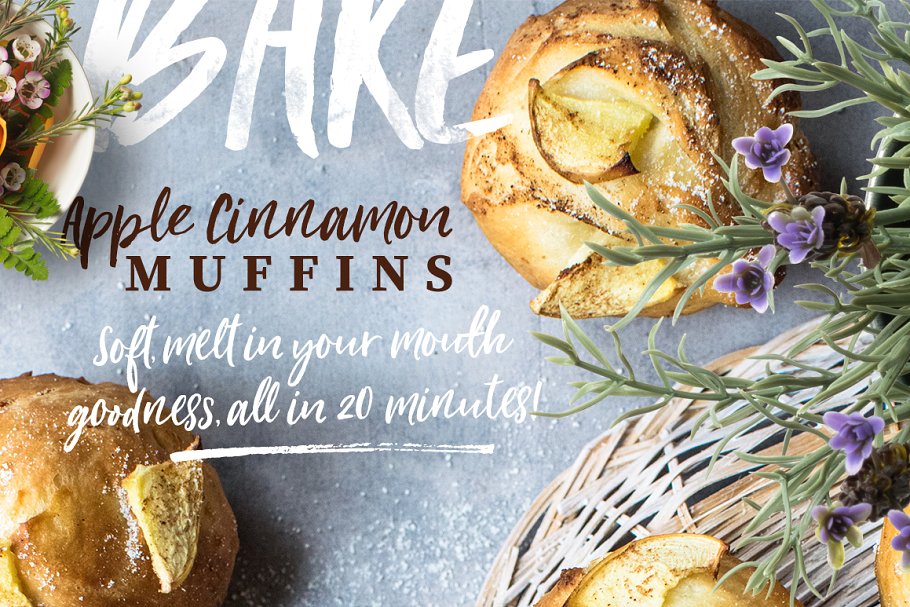 手写英文字体&手绘水彩花卉剪贴画 Loving Saskia Font & Graphics Bundle插图(14)