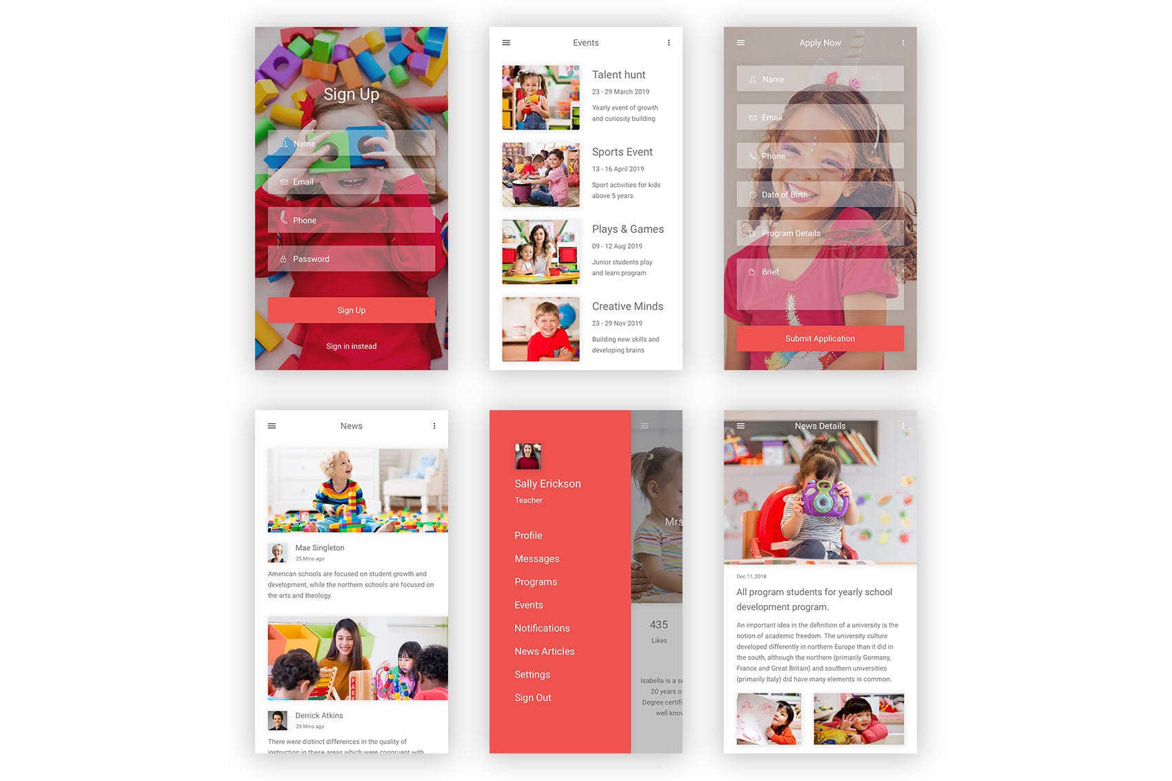 学期教育&幼儿园APP应用UI界面设计SKETCH模板 Balak – Kindergarten & Pre-school Sketch UI Kit插图(8)