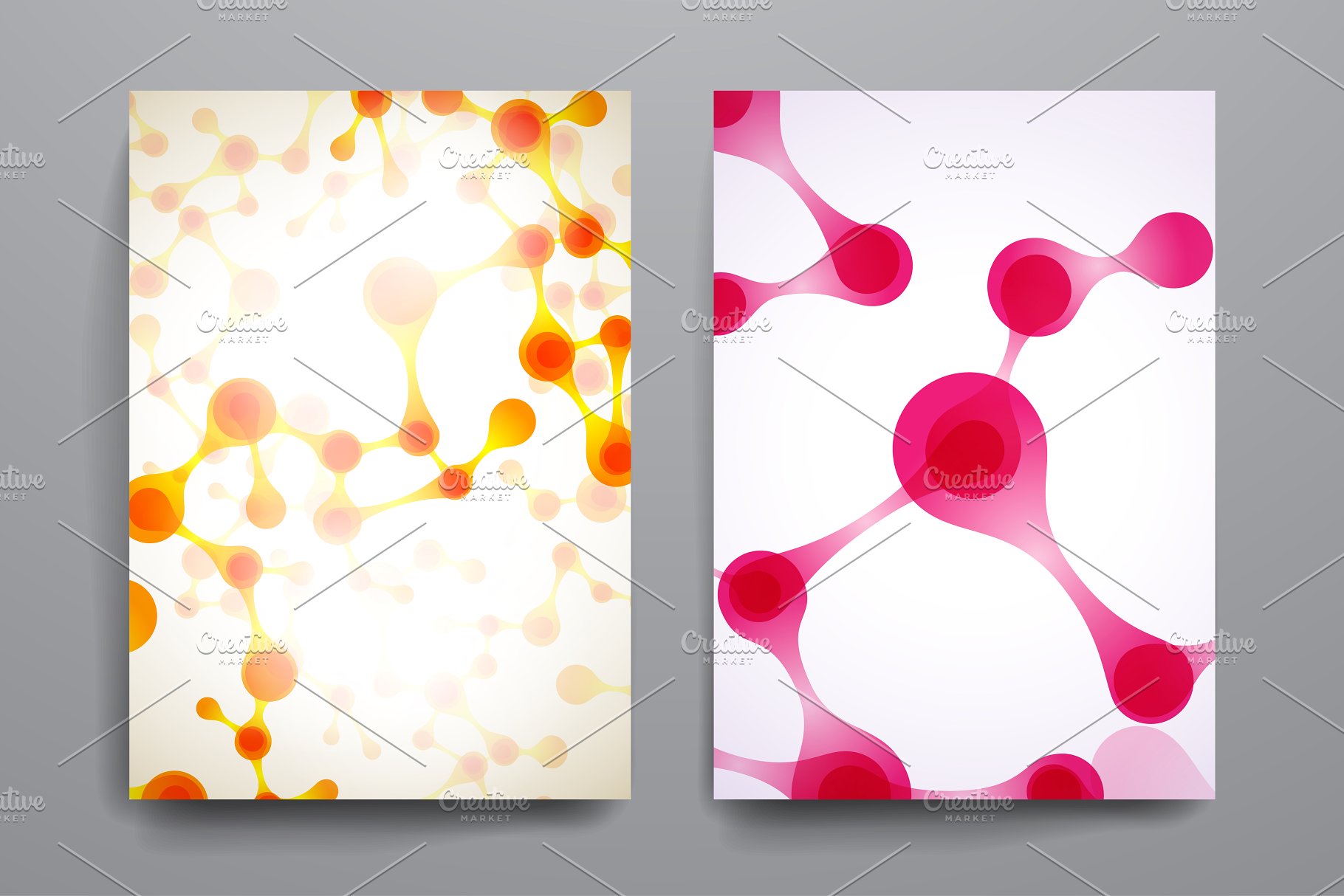 DNA图形风格小册子模板 Set of brochures in DNA style插图