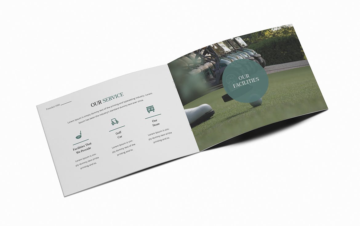 高尔夫场馆/体育场馆横版画册设计版式模板 Golf A5 Brochure Template插图(4)