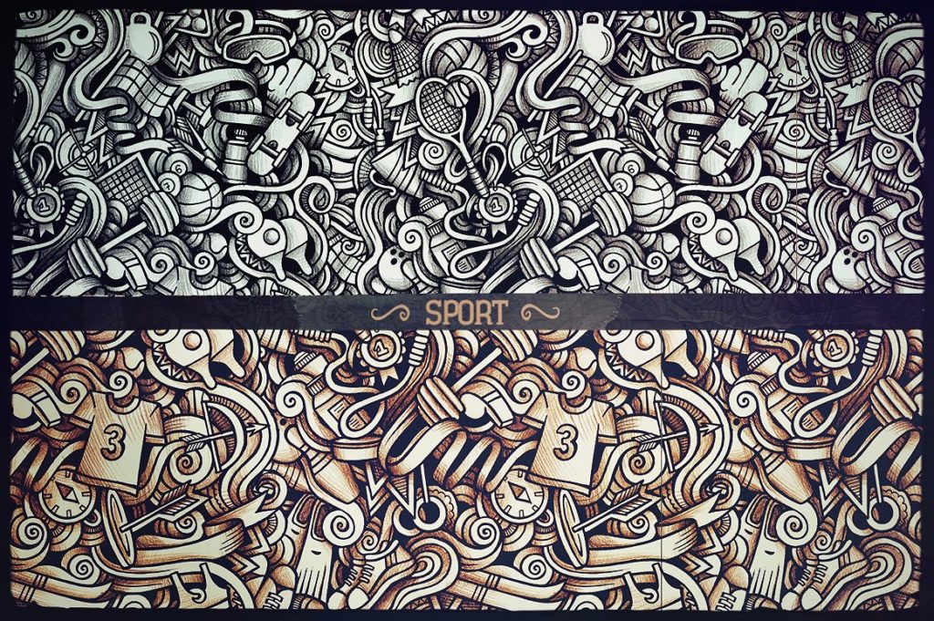 36款图形手绘涂鸦无缝背景模式[eps,jpg]插图(2)