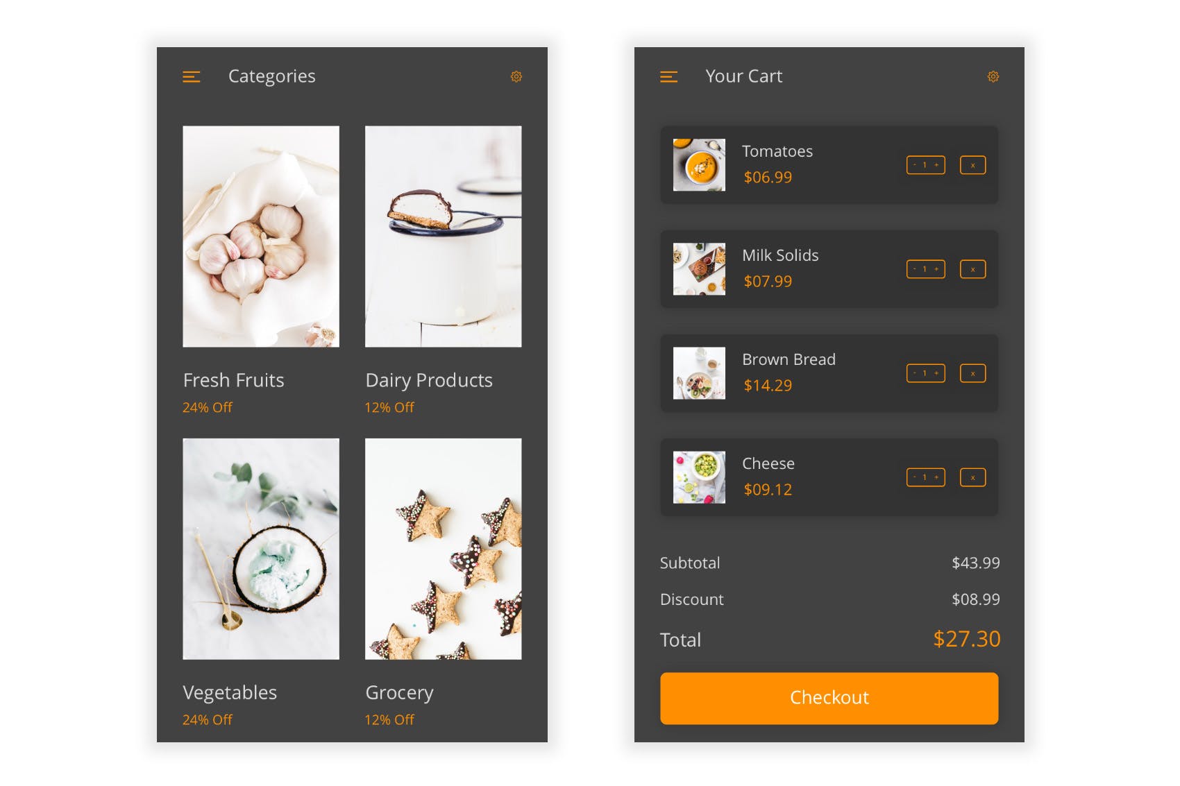 杂货店水果店购物APP应用UI设计素材库精选套件 Groc – Grocery Shopping App in Adobe Illustrator插图(4)