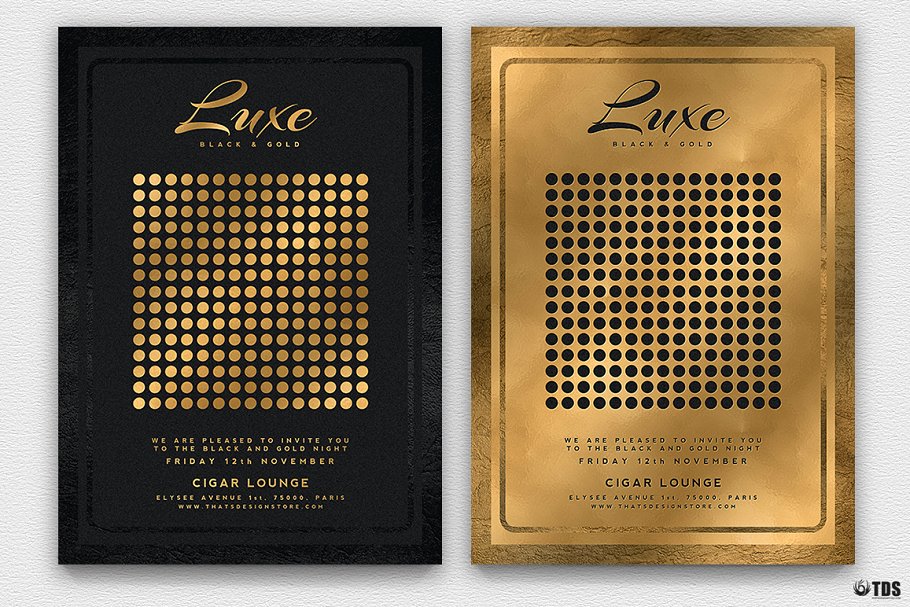 极简主义黑金风格传单PSD模板v2 Minimal Black Gold Flyer PSD V2插图(1)