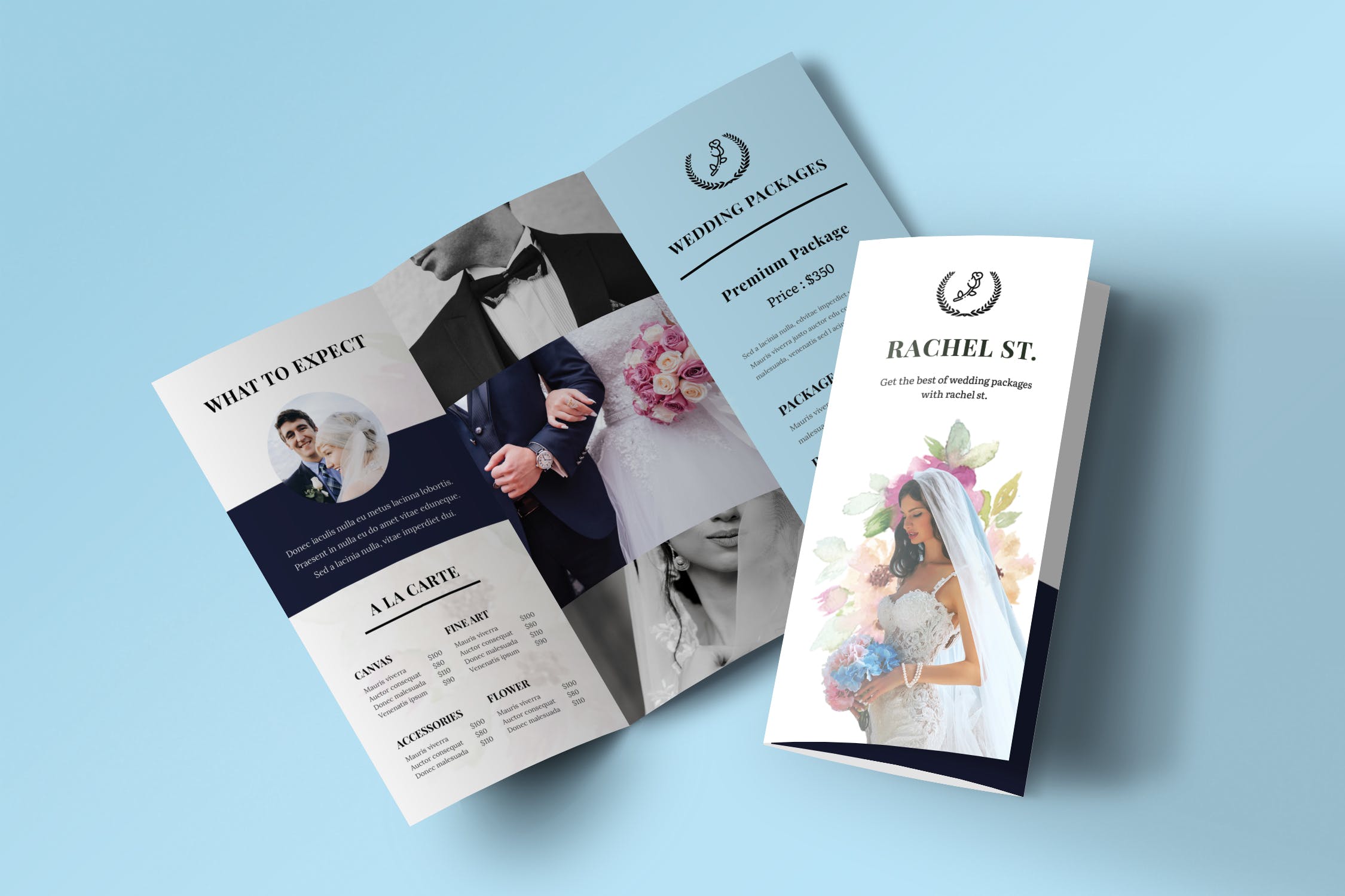 三折页婚礼婚宴策划公司传单设计模板插图(1)