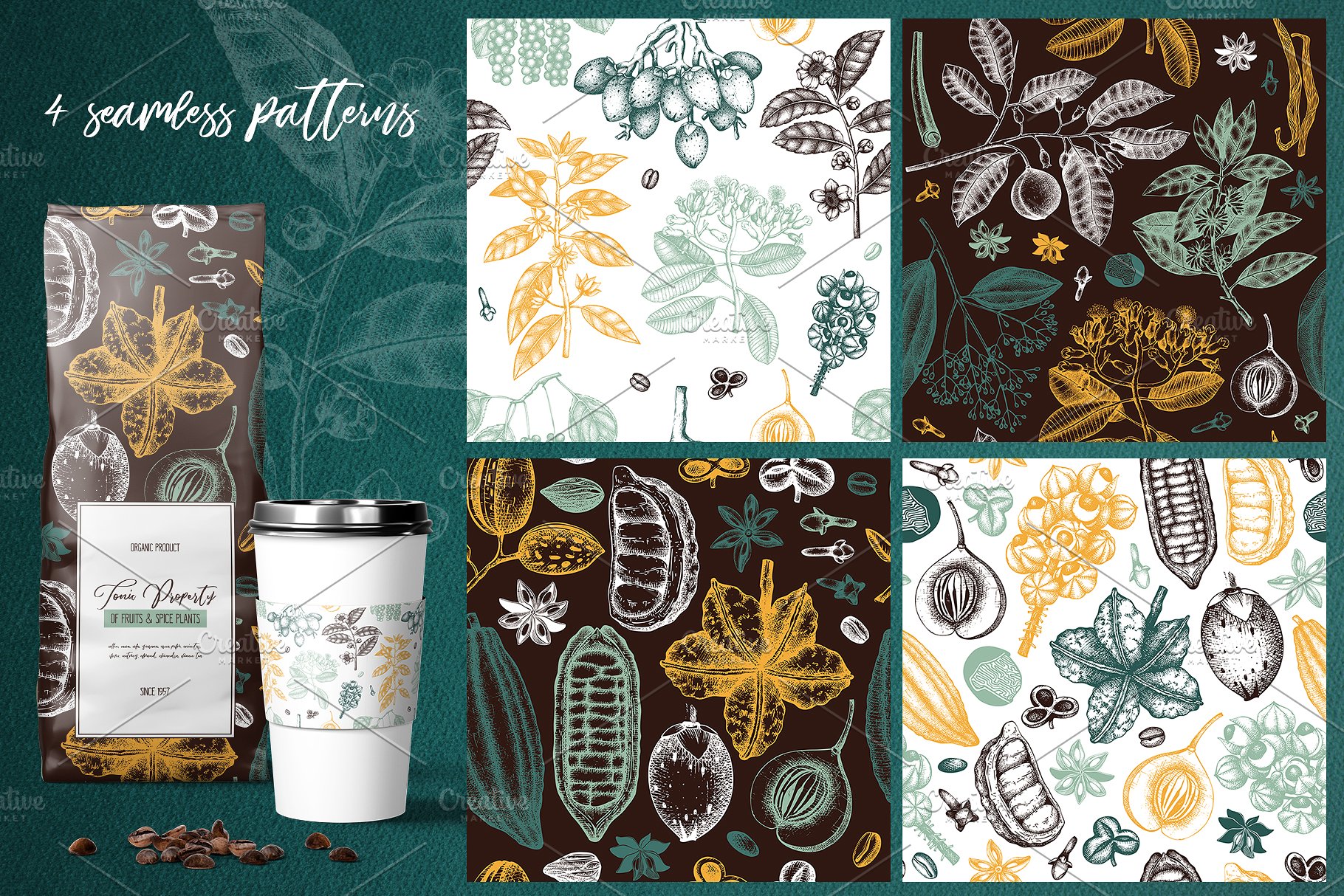 滋补辛辣植物素描矢量图形 Tonic & Spicy Plants Sketch Set插图(10)