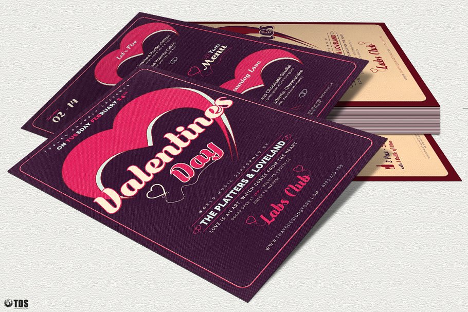 情人节专题菜单+传单PSD模板合集V9 Valentines Day Flyer + Menu PSD V9插图(4)