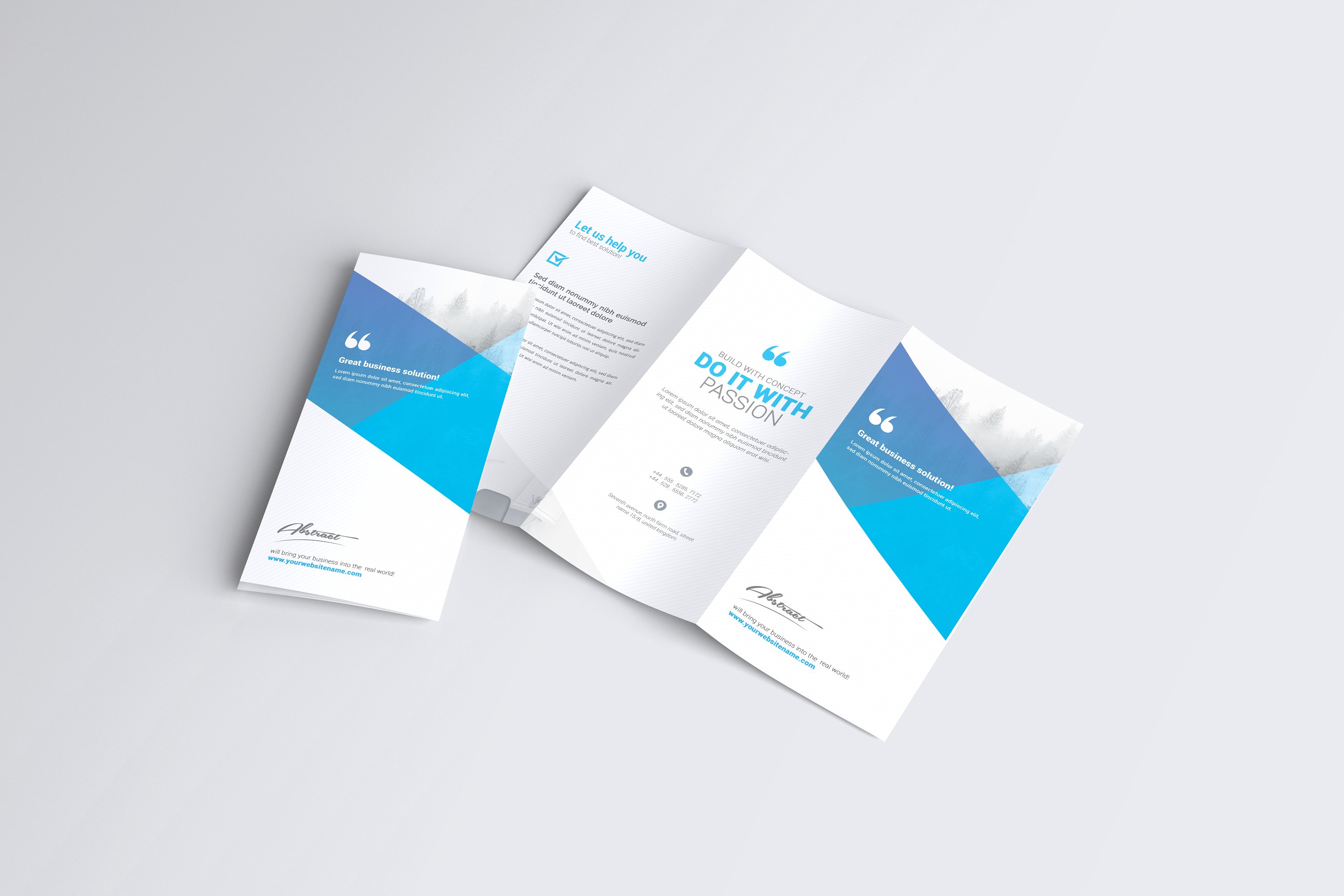 A4折页小册样机 A4 Trifold Brochure Mock-Ups插图(7)