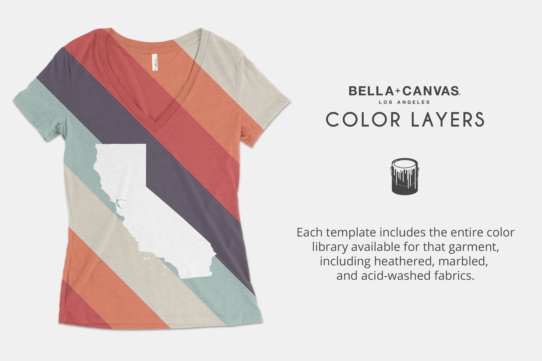 女性长款V领T恤样机模板 Bella Canvas 8435 T-Shirt Mockups插图(4)