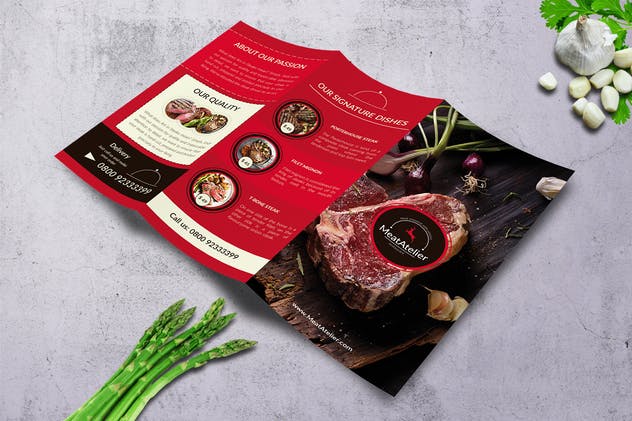 烧烤吧烤肉美食菜单PSD设计模板 Meat Atelier Menu Bundle (A4 + US Letter)插图(1)