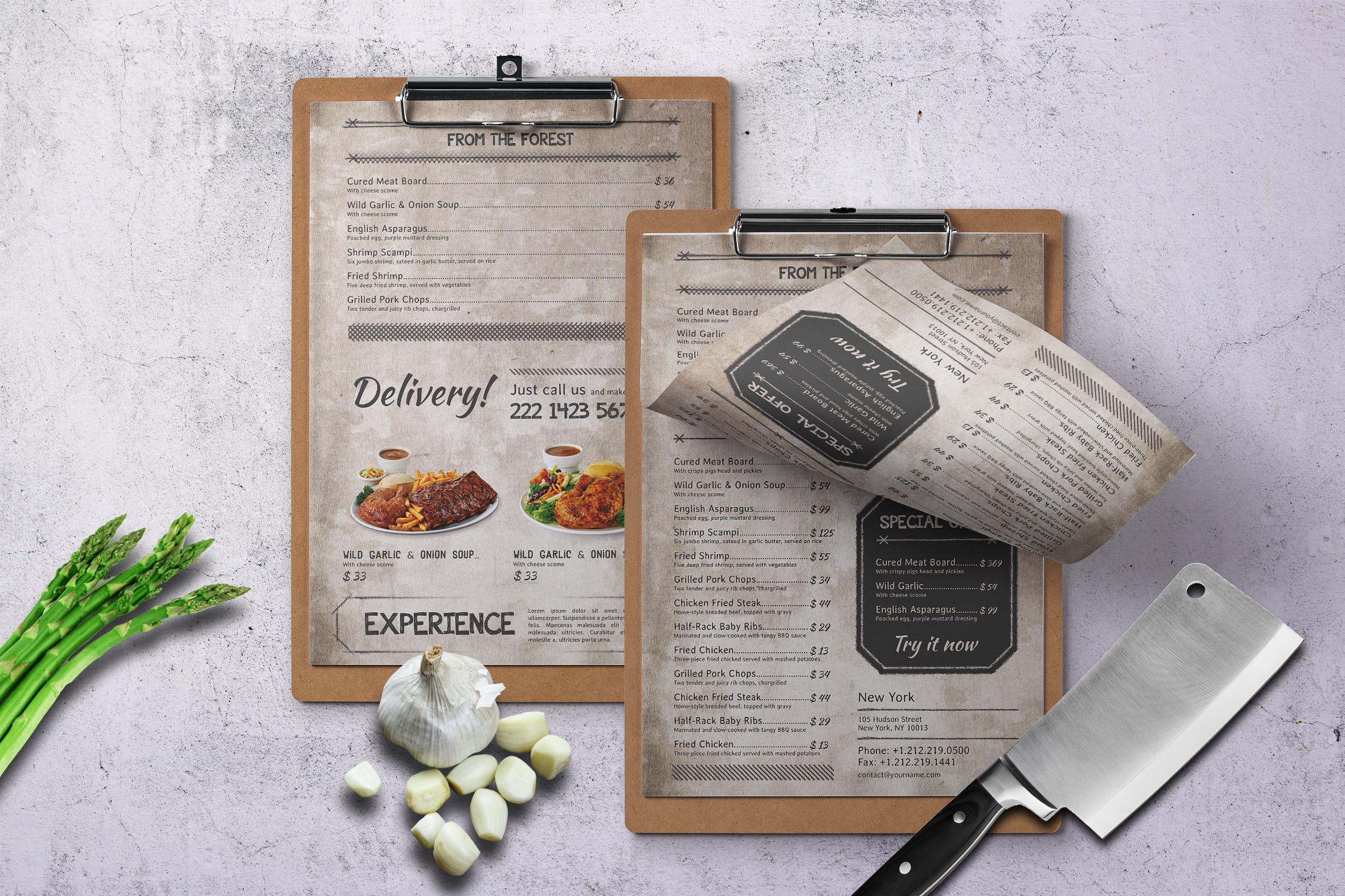 复古做旧设计风格餐厅菜单设计模板 Vintage Food Menu插图