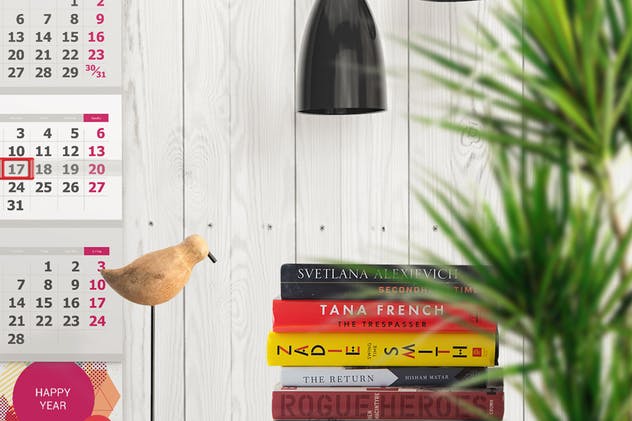 室内墙面挂历样机模板V2 Wall Calendar Mockups 02插图(5)