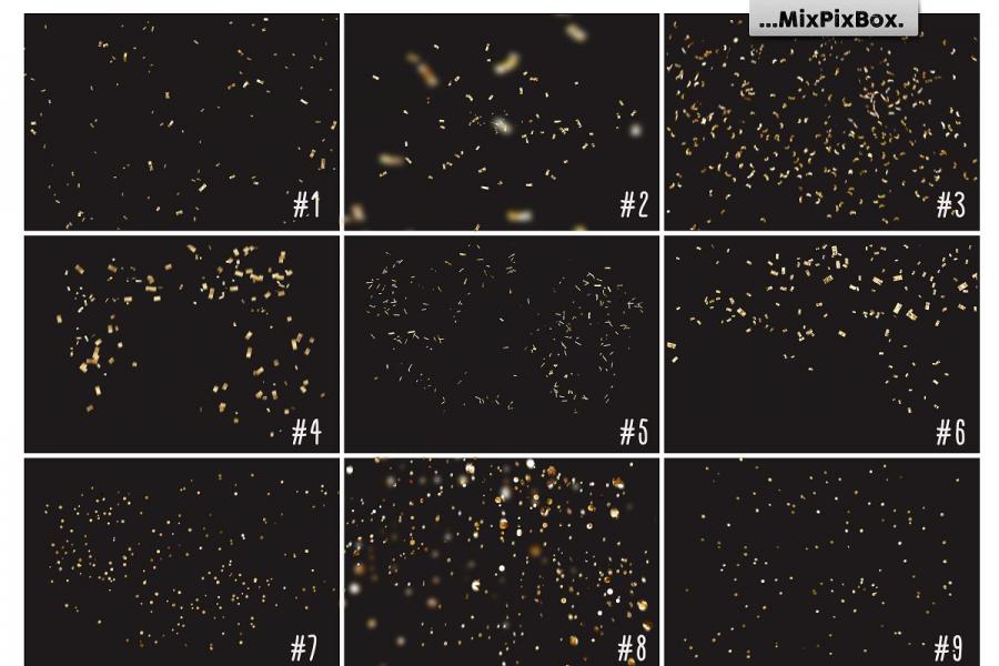 金色闪亮五彩纸屑照片叠层背景插图(1)
