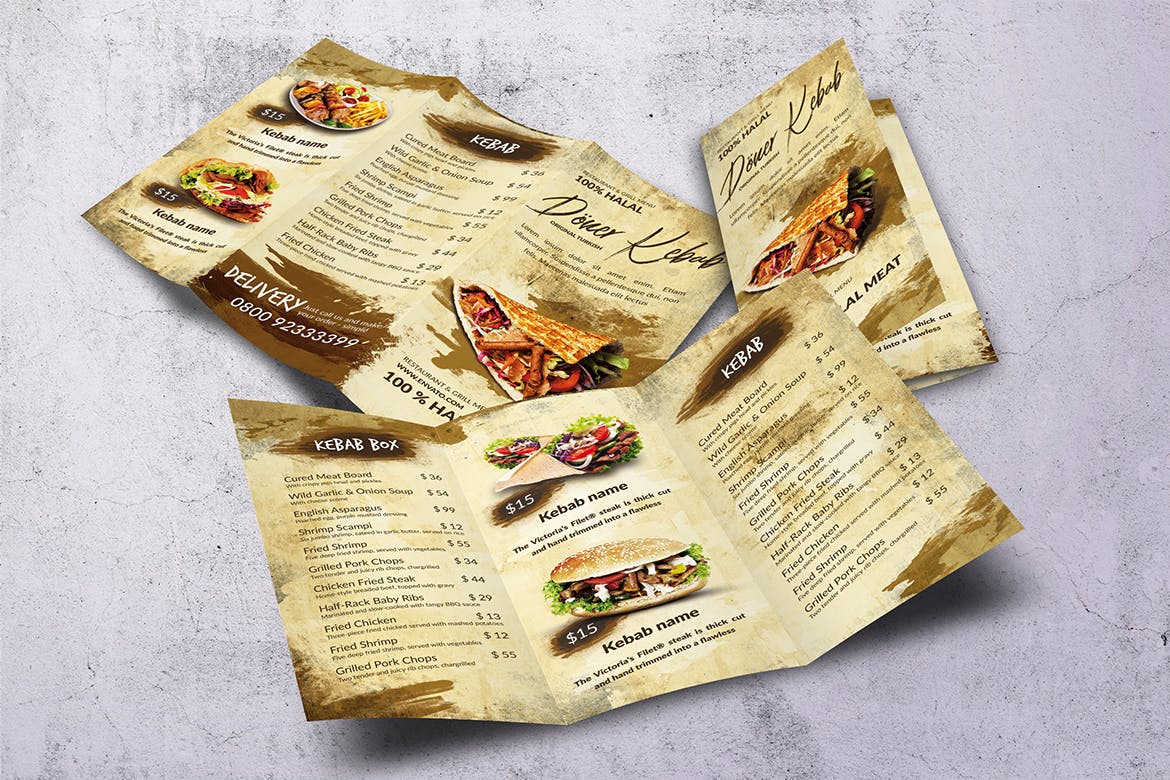 土耳其烤肉菜单设计模板 Doner Kebab Vintage Food Menu Bundle插图(4)