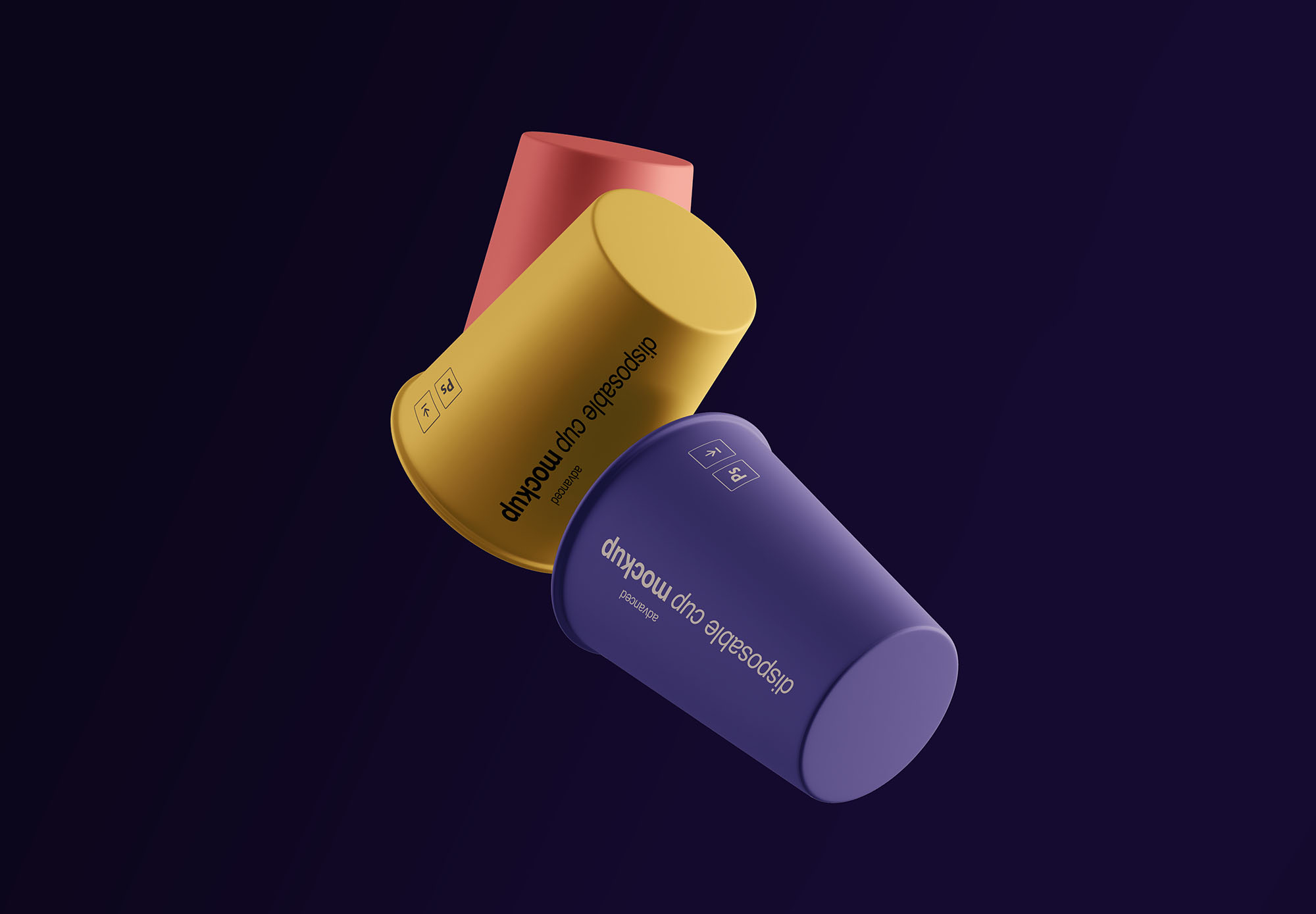 一次性水杯外观设计效果图样机模板 Gravity Cups Mockup插图