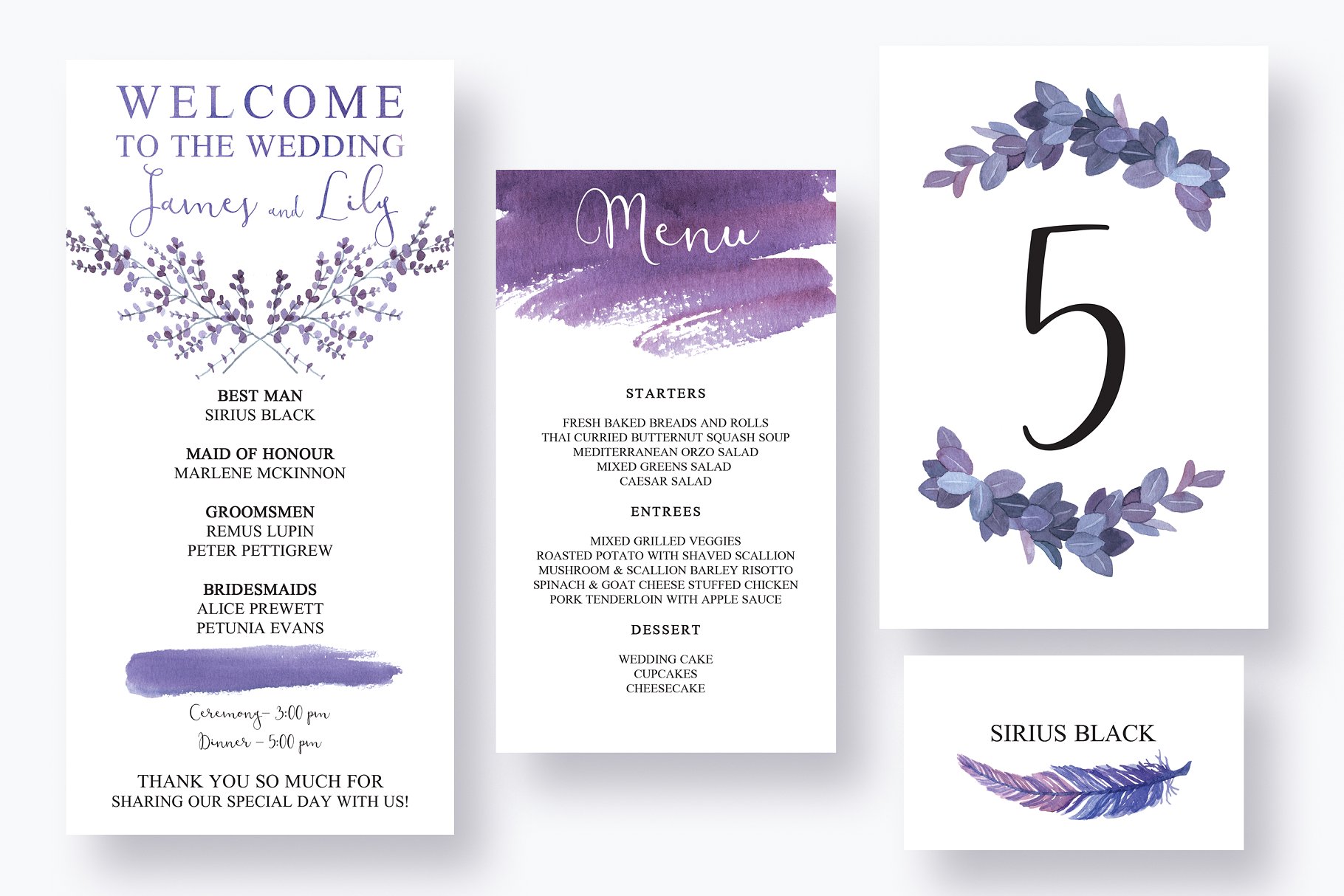 神话羽毛婚礼水彩设计套件 Mythical Feathers Wedding Suite插图(4)