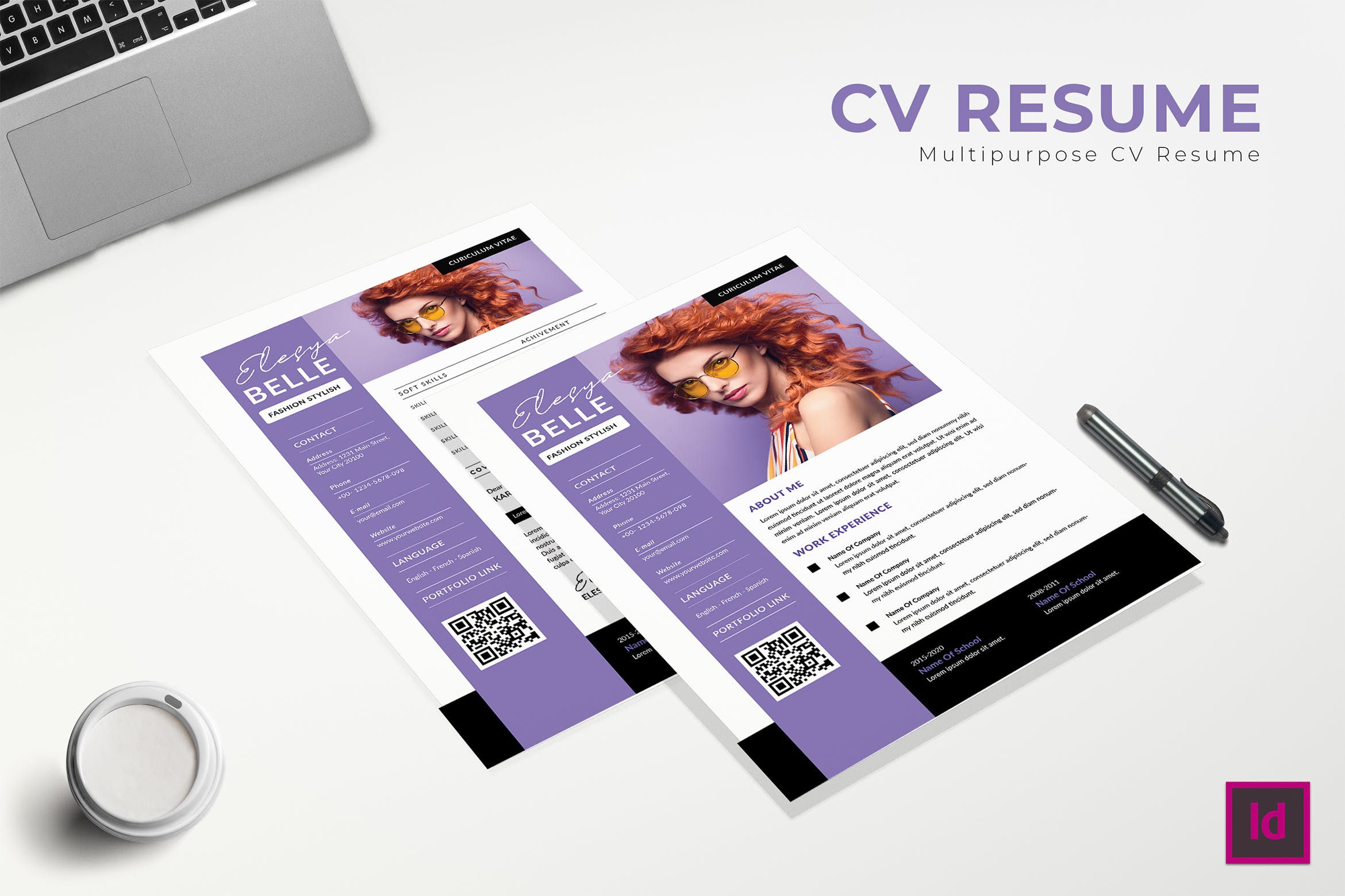 超级时装设计师个人素材库精选简历模板 Super Fashion CV Resume Template插图