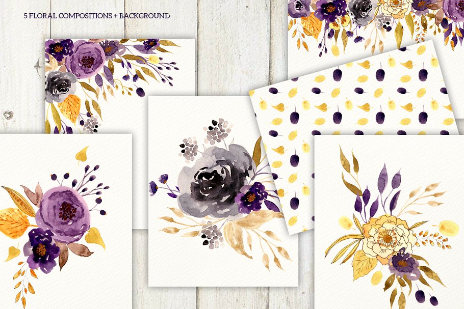 甜蜜手绘水彩花卉图案花样合集 Sweet Flowers插图(2)