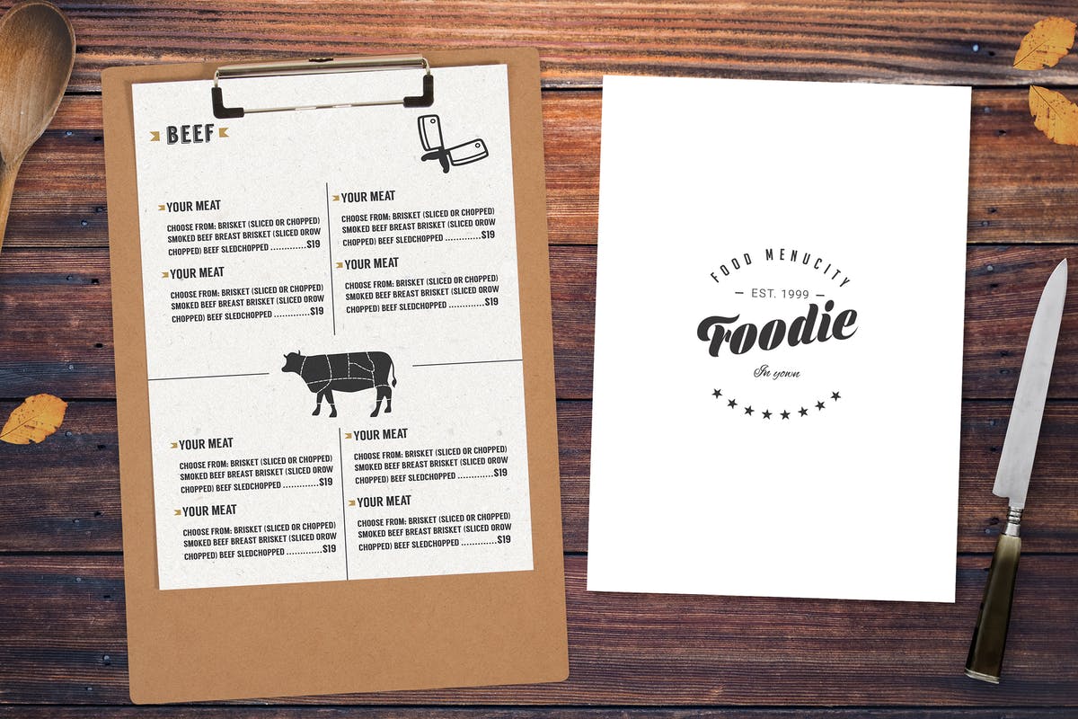餐馆餐厅店招Logo设计效果图素材库精选模板 Menu Logo Mock Up插图